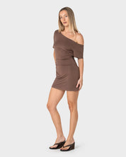 RUSTY SALLY SLOUCH OFF SHOULDER DRESS – PINECONE