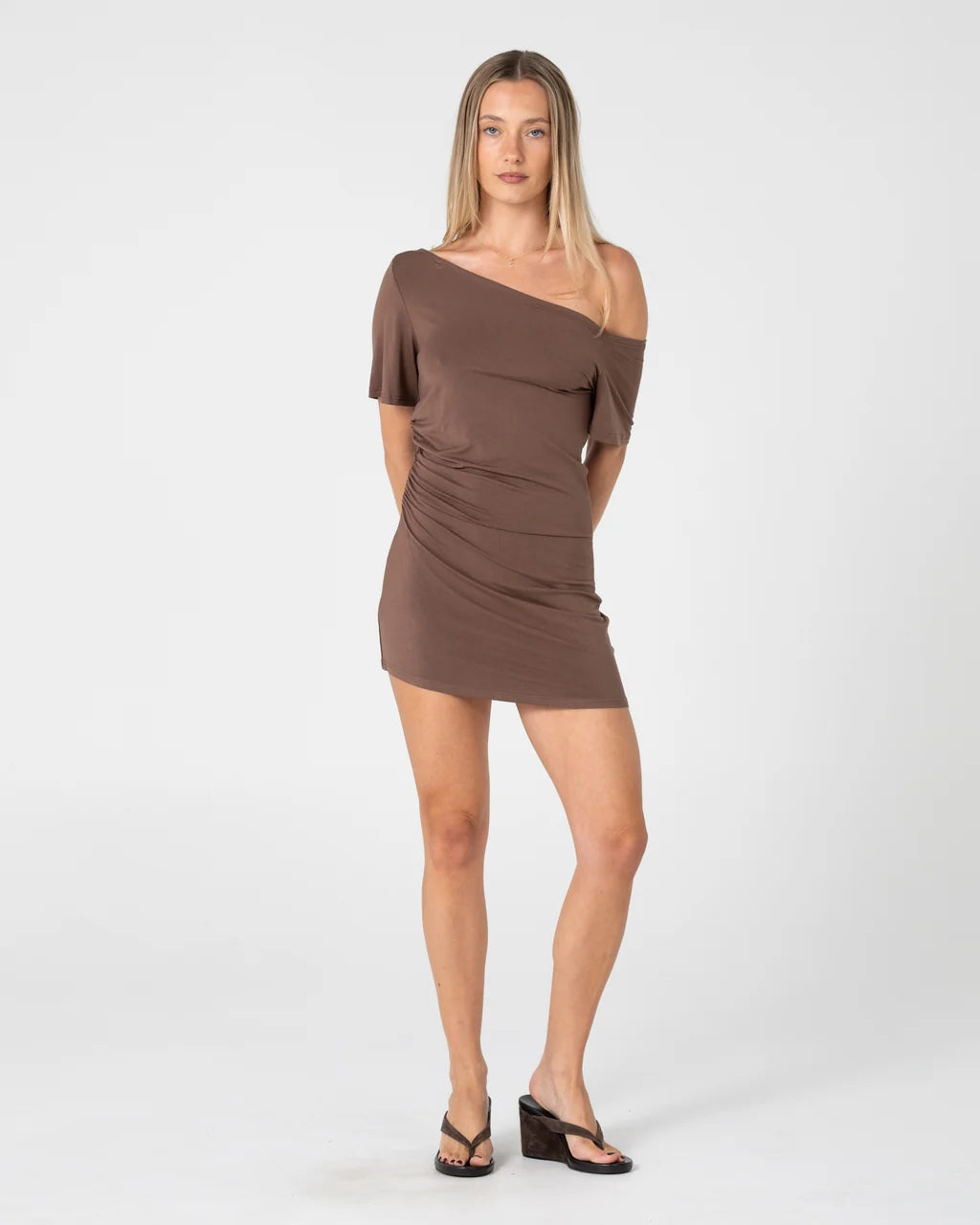 RUSTY SALLY SLOUCH OFF SHOULDER DRESS – PINECONE