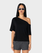 RUSTY SALLY SLOUCH OFF SHOULDER TEE – BLACK