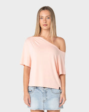 RUSTY SALLY SLOUCH OFF SHOULDER TEE – PEACH PINK