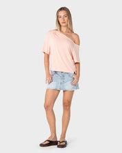 RUSTY SALLY SLOUCH OFF SHOULDER TEE – PEACH PINK