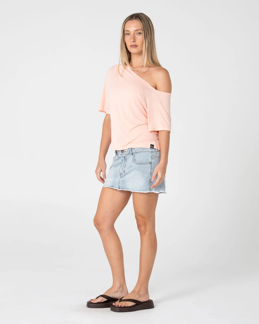 RUSTY SALLY SLOUCH OFF SHOULDER TEE – PEACH PINK