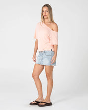 RUSTY SALLY SLOUCH OFF SHOULDER TEE – PEACH PINK