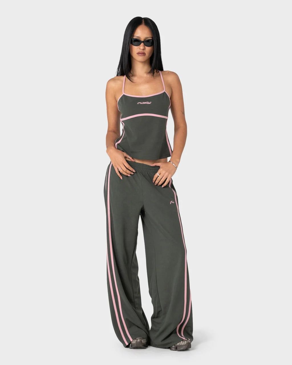 RUSTY SISTER BRONSON LOW RISE TRACKPANT – SAVANNA / PINK A BOO