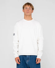 RUSTY SLACK JACK LONG SLEEVE HEAVY TEE MENS GRAPHIC T SHIRT WHITE