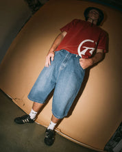 RUSTY SLAPPA 26" BAGGY JORT MENS ULTRA WIDE LEG DENIM SHORT – MIDDY BLUE