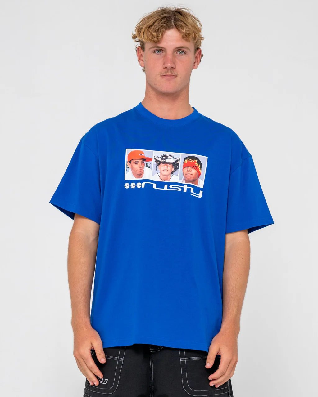 RUSTY SNAPSHOT GRAPHIC TEE – MENS PREMIUM COTTON SURF PHOTO PRINT TEE ROYAL BLUE