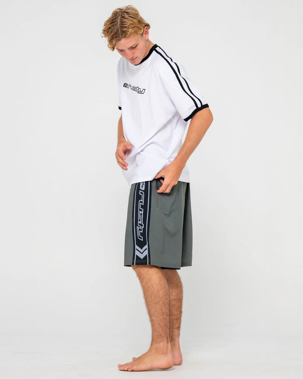 RUSTY SPITFIRE 21" BOARDSHORT – MENS PERFORMANCE SURF SHORT QUICK DRY ARMY GREEN