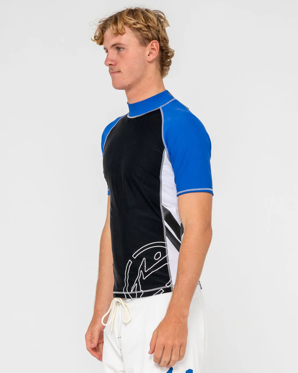 RUSTY SPITFIRE SHORT SLEEVE RASHIE – MENS PERFORMANCE SURF RASH VEST BLACK