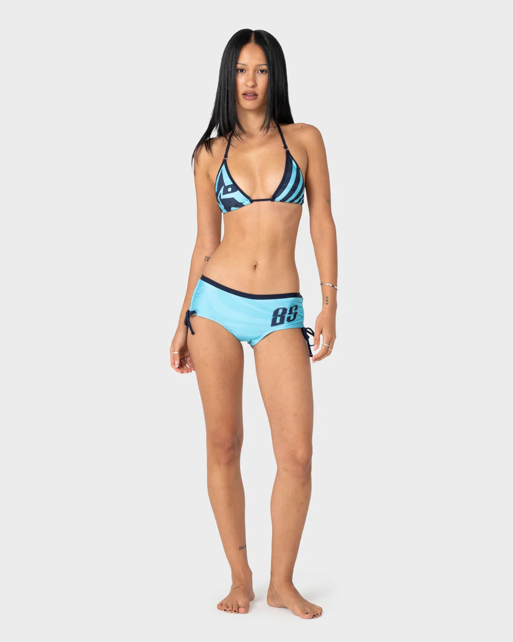 RUSTY STARDOM GRAPHIC BOOTY BIKINI BOTTOM – NAVY / AQUA