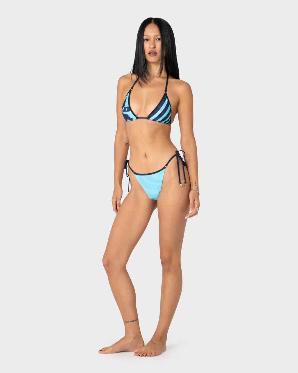 RUSTY STARDOM GRAPHIC TRI BIKINI TOP – NAVY / AQUA