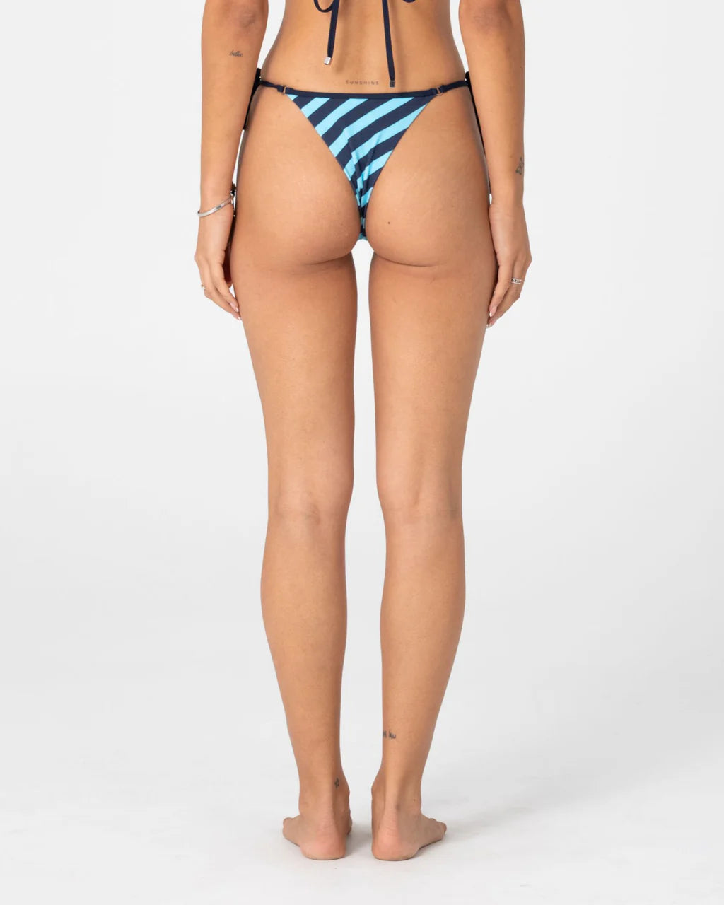 RUSTY STARDOM SIDE TIE CHEEKY BIKINI BOTTOM – NAVY / AQUA