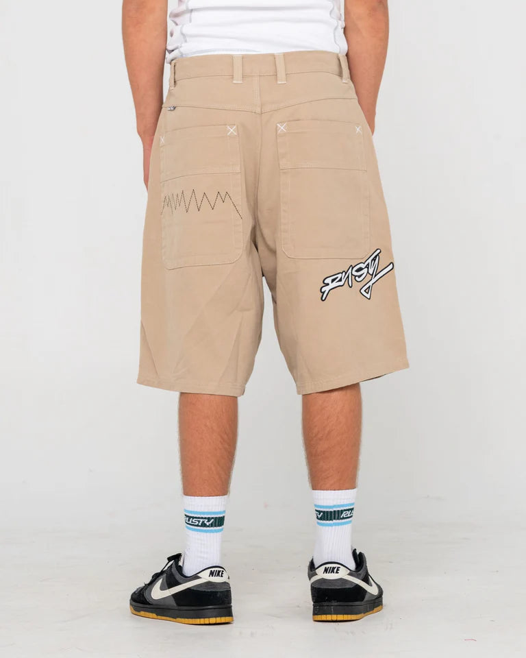 RUSTY STEP-STONE 24" BAGGY SHORT MENS WIDE LEG DENIM STYLE – ABBEY STONE