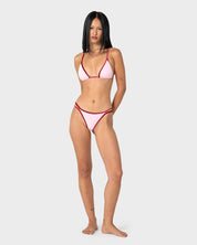 RUSTY SUGARY VELVET BRAZILIAN BIKINI BOTTOM – PINK / RED