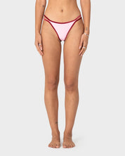 RUSTY SUGARY VELVET BRAZILIAN BIKINI BOTTOM – PINK / RED