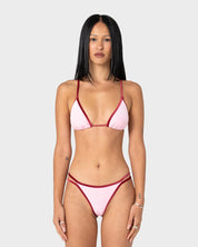 RUSTY SUGARY VELVET SLIDING TRI BIKINI TOP – PINK / RED