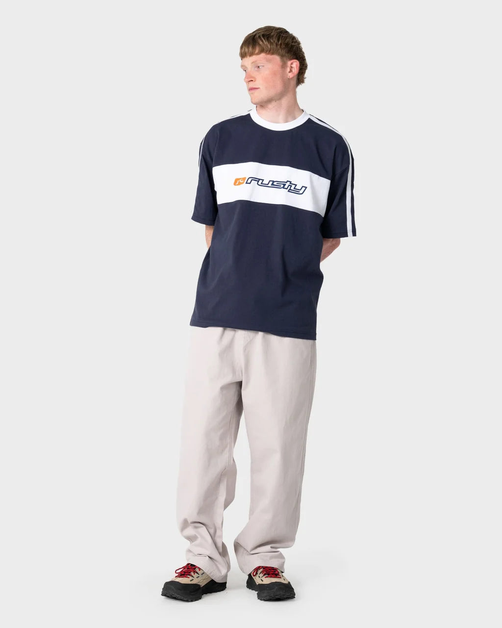 RUSTY SUPER SHAOLIN GRAPHIC OVERSIZED TEE – DARK BLUE