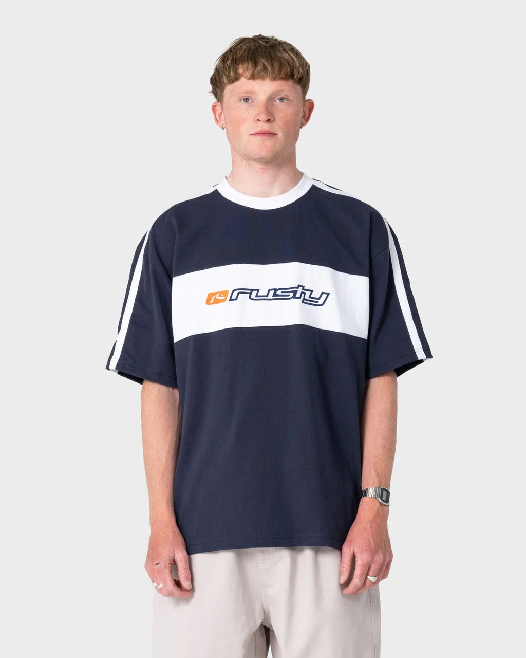 RUSTY SUPER SHAOLIN GRAPHIC OVERSIZED TEE – DARK BLUE