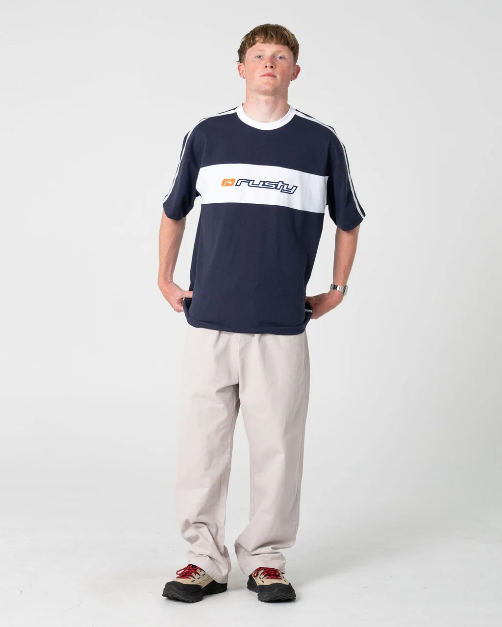 RUSTY SUPER SHAOLIN GRAPHIC OVERSIZED TEE – DARK BLUE