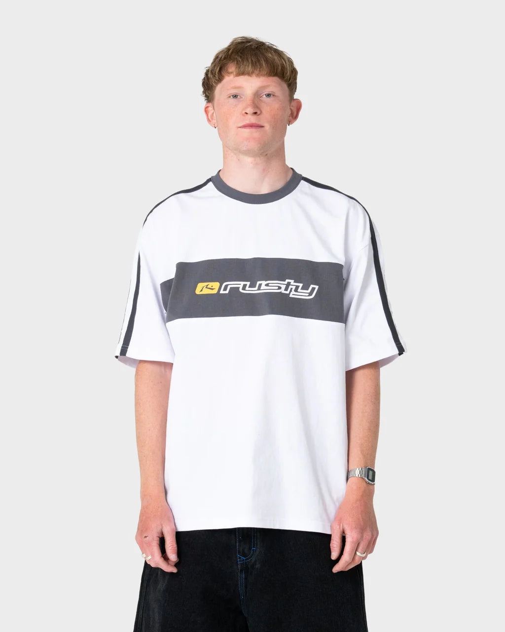 RUSTY SUPER SHAOLIN GRAPHIC OVERSIZED TEE – WHITE