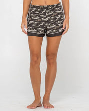 RUSTY TANK GIRL CRANK CAMO BOARDSHORT – WOMENS QUICK DRY SURF SHORT SHADOW ARMY