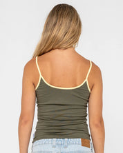 RUSTY TANK GIRL GRAPHIC SINGLET – WOMENS RETRO COTTON TANK TOP CAMO PRINT