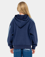 RUSTY TEAM VARSITY ZIP UP HOODIE GIRLS FLEECE JACKET NAVY