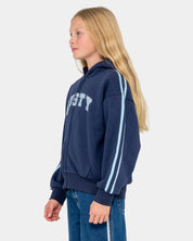 RUSTY TEAM VARSITY ZIP UP HOODIE GIRLS FLEECE JACKET NAVY