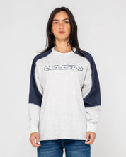 RUSTY TIMMY TARGET OVERSIZED LONG SLEEVE TEE WOMENS STREETWEAR TOP ECRU MARLE