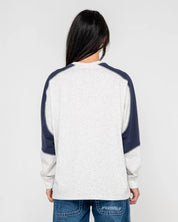 RUSTY TIMMY TARGET OVERSIZED LONG SLEEVE TEE WOMENS STREETWEAR TOP ECRU MARLE