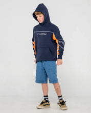 RUSTY TITAN HOODED FLEECE BOYS HOODIE NAVY BLUE
