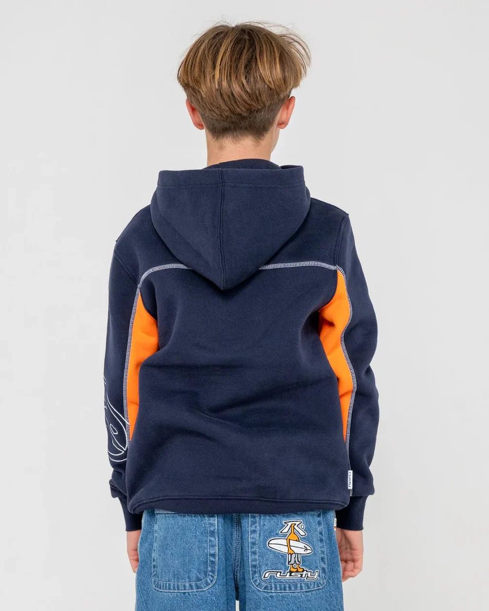 RUSTY TITAN HOODED FLEECE BOYS HOODIE NAVY BLUE