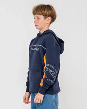 RUSTY TITAN HOODED FLEECE BOYS HOODIE NAVY BLUE