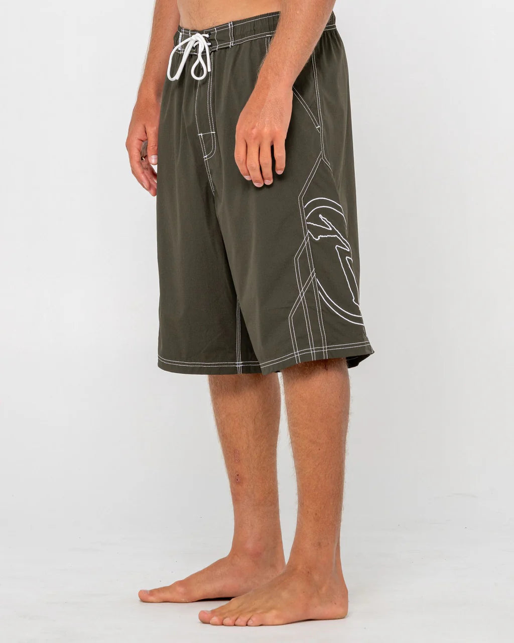 RUSTY TOMBSTONES 24" BAGGY BOARDSHORT – MENS RETRO SURF SKATE SHORT ARMY GREEN
