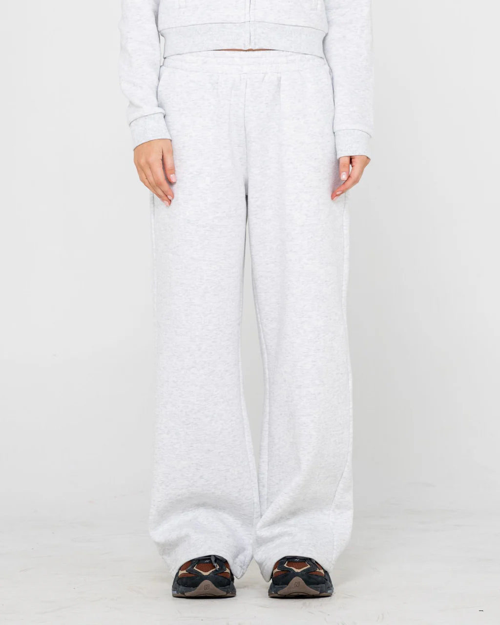 RUSTY TRAILER TRASH WIDE LEG TRACKPANT WOMENS JOGGER PANTS ECRU MARLE