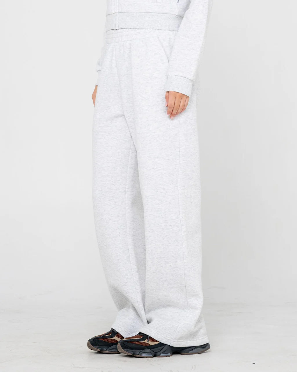 RUSTY TRAILER TRASH WIDE LEG TRACKPANT WOMENS JOGGER PANTS ECRU MARLE