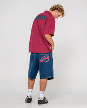 RUSTY TURBO 24" BAGGY JORT MENS WIDE LEG DENIM SHORT – DEEP SEA BLUE