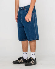RUSTY TURBO 24" BAGGY JORT MENS WIDE LEG DENIM SHORT – DEEP SEA BLUE