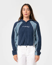RUSTY TWO TIDES CROPPED ZIP THROUGH POLAR FLEECE – ATLANTIC BLUE
