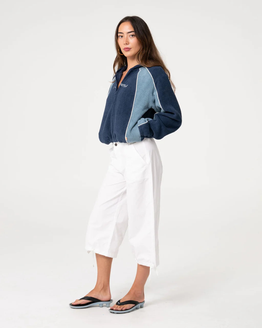 RUSTY TWO TIDES CROPPED ZIP THROUGH POLAR FLEECE – ATLANTIC BLUE