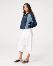 RUSTY TWO TIDES CROPPED ZIP THROUGH POLAR FLEECE – ATLANTIC BLUE