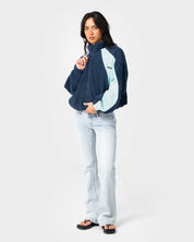 RUSTY TWO TIDES ZIP THROUGH SHERPA FLEECE – NAVY / LIGHT BLUE