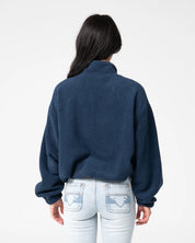 RUSTY TWO TIDES ZIP THROUGH SHERPA FLEECE – NAVY / LIGHT BLUE