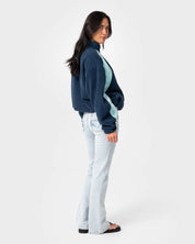 RUSTY TWO TIDES ZIP THROUGH SHERPA FLEECE – NAVY / LIGHT BLUE