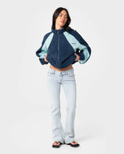 RUSTY TWO TIDES ZIP THROUGH SHERPA FLEECE – NAVY / LIGHT BLUE