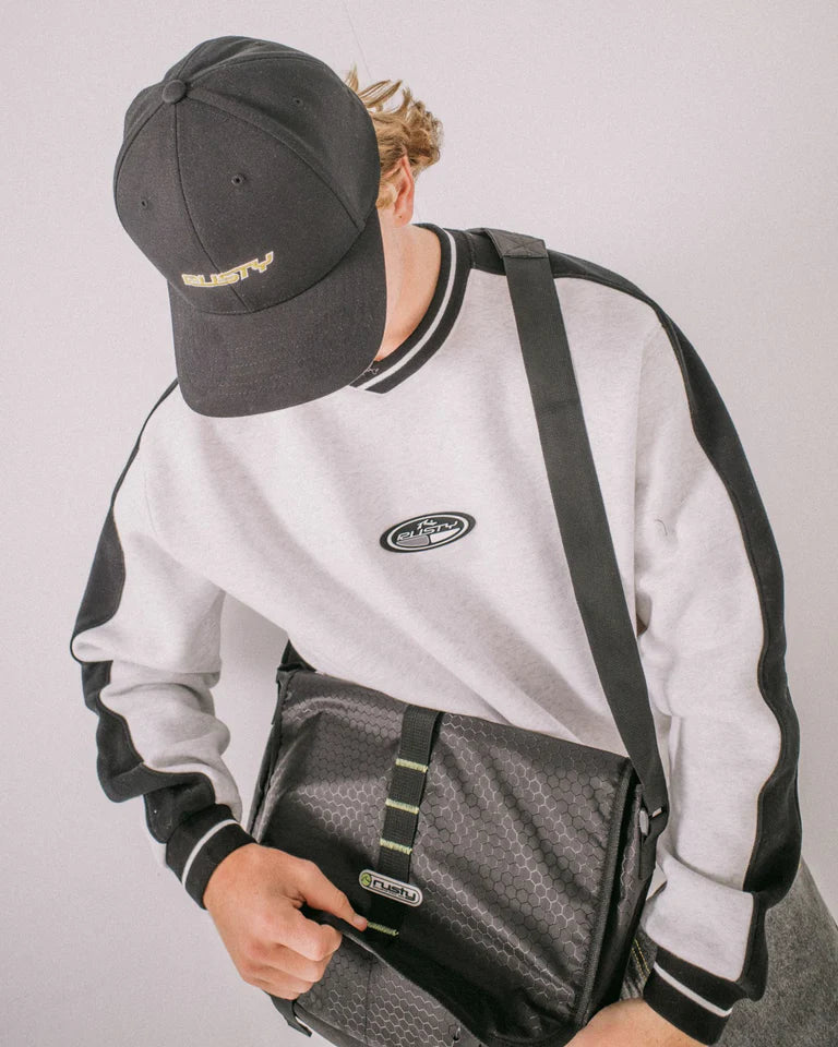 RUSTY VOLTAGE MESSENGER BAG STREETWEAR CROSSBODY SATCHEL – BLACK / SULPHUR