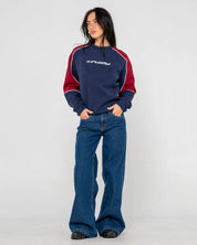 RUSTY WENDY WIDE LOW RISE JEAN WOMENS BAGGY DENIM STREETWEAR DEEP SEA BLUE