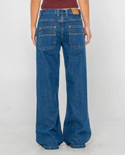 RUSTY WENDY WIDE LOW RISE JEAN WOMENS BAGGY DENIM STREETWEAR DEEP SEA BLUE
