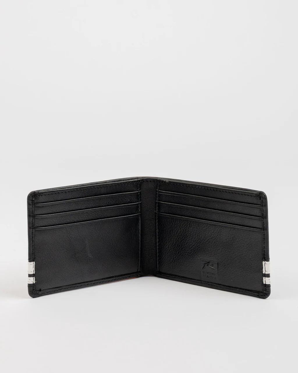 RUSTY WHITE LINES LEATHER WALLET – BLACK