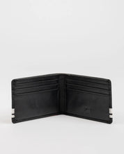 RUSTY WHITE LINES LEATHER WALLET – BLACK